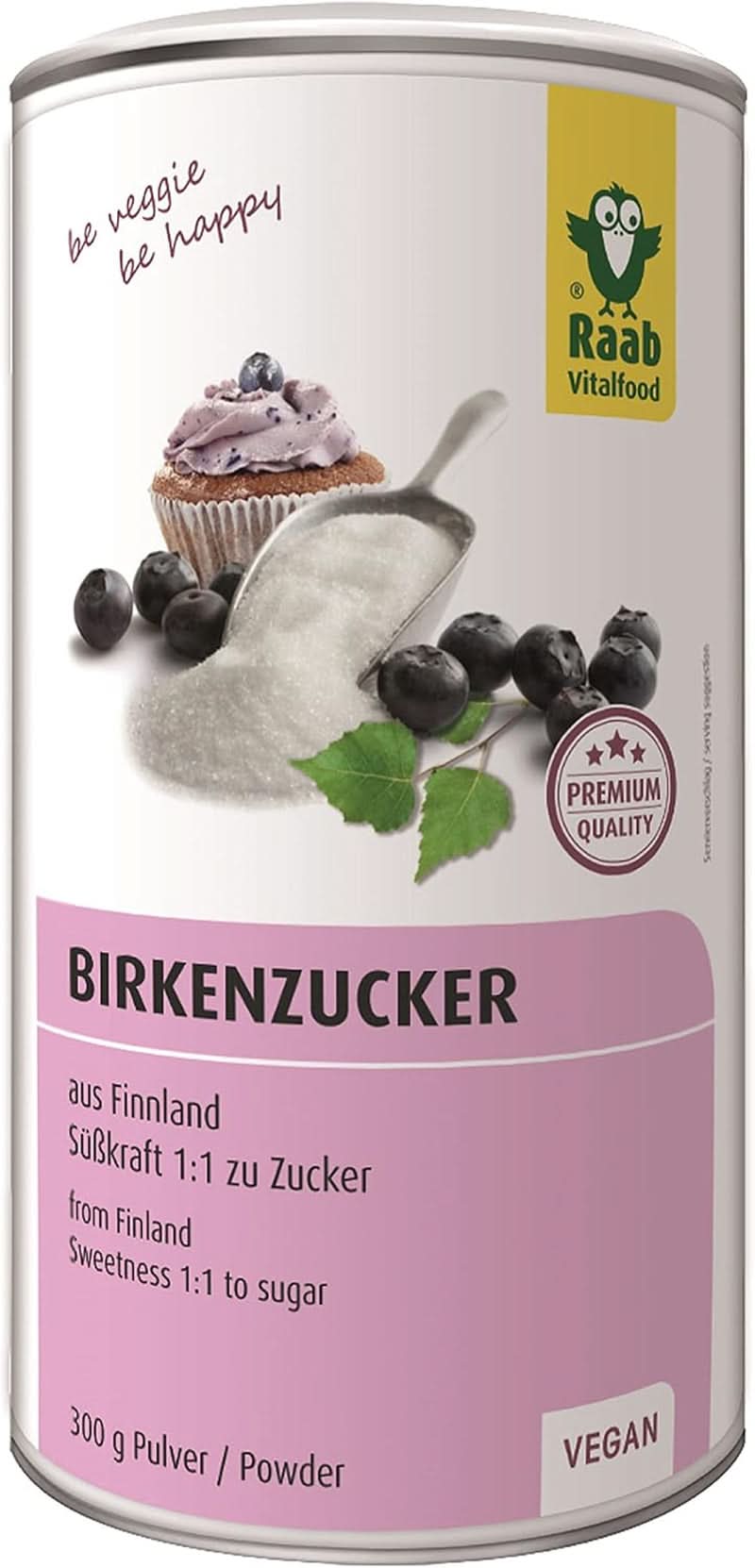 Raab Vitalfood Premium, Zahăr de mesteacăn cu indulcitor Xilitol, Vegan, 1:1 Alternativă la zahăr, 300 grame Indulcitori Naty Shop