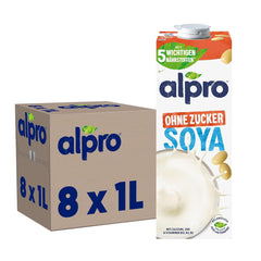 Alpro Sojadrink – Vegan és milchfrei – Von Natur aus laktosefrei und fettarm – Gazdag pflanzlichen Proteinen, inhalált kalcium és vitamin – 8 x 1 l – Haltbar