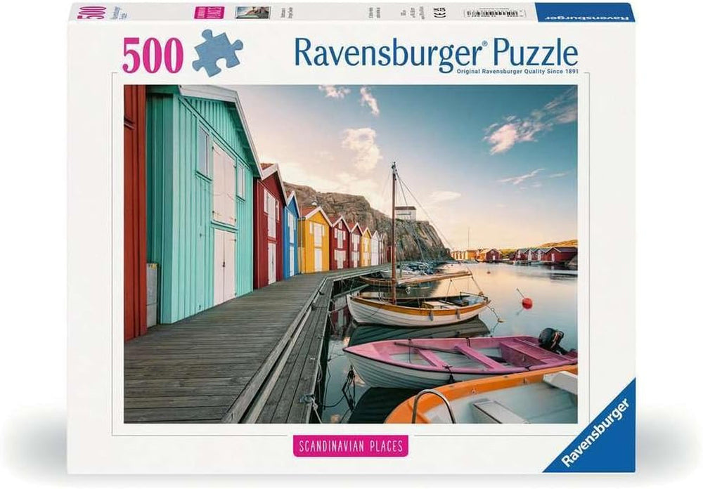 Ravensburger Puzzle 12000847, Skandináv helyek - Csónakházak Smøgenben, Svédország - 500 darabos kirakós felnőtteknek és 12 év feletti gyerekeknek Puzzle Naty Shop Alapértelmezett cím
