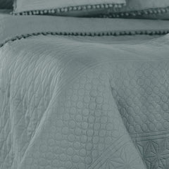 Ameliahome ágytakaró pomponokkal 220X240 cm Kétoldalas ágytakaró Ultrahangos foltvarró poliészter Meadore szürke ágyak és takarók Besuche den AmeliaHome-Store