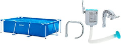 Négyszögletes keretes medence - Aufstellpool, kék - 220 x 150 x 60 cm és Oberflächenskimmer - Deluxe Oberflächenskimmer zur Wandmontage - Hängeskimmer, szürke