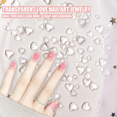 3D Herz Nail Art Charms,320 Stück Niedliche Klar Acryl Herz Nail Charms, Flatback Heart Nagel Strasssteine 4Mm 6Mm 8Mm Harz Nagelkunst Dekorationen for Frauen Mädchen DIY Maniküre Zubehör(4Mm 6Mm 8Mm)