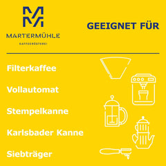 Martermühle Café Crème Kaffeebohnen 500g mittelkräftig I Arabica I Aromen: Brauner Zucker, Haselnuss, Schokolade I Ganze Kaffeebohnen schonend geröstet, säurearm