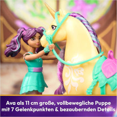 Unicorn Academy AVA és Unicorn Leaf készlet - Eredeti, körülbelül 12 cm magas figurák a népszerű Netflix sorozatból, két kiegészítővel és hajkefével Ötletes szerepjátékhoz, 4 éves kortól Akciófigurák Naty Shop