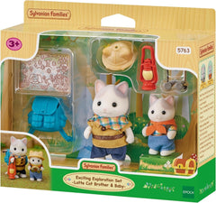 Sylvanian Families - 5763 2-figurás kalandfelfedező szett tejes macska apa fiú állatfigura részletes játék 3 éven felülieknek, Naty Shop babák alapértelmezett cím