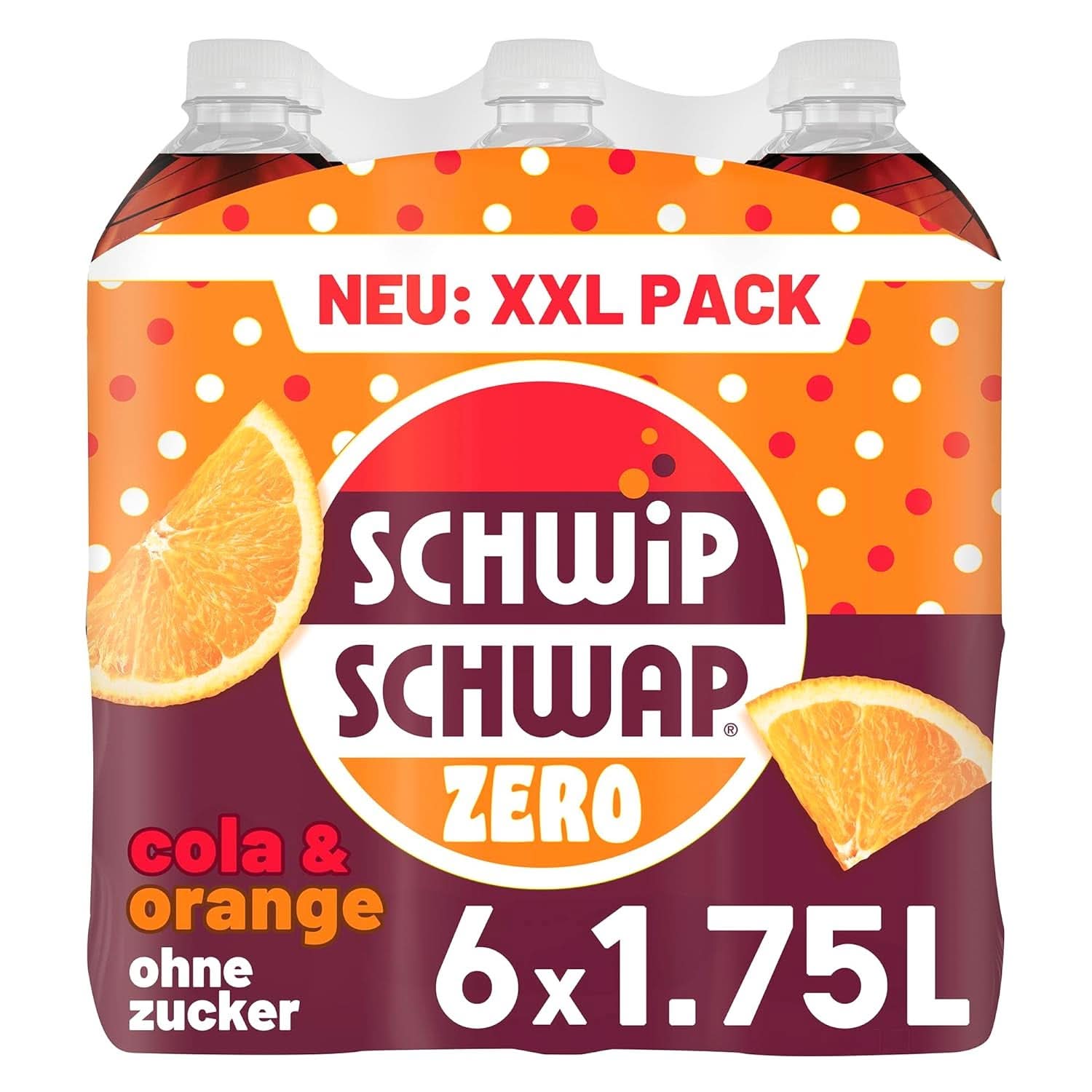SCHWIPSCHWAP ZERO - XXL PACK - Băutură răcoritoare de cola cofeinizată cu portocale, set 6 x 1,75 litri Naty Shop