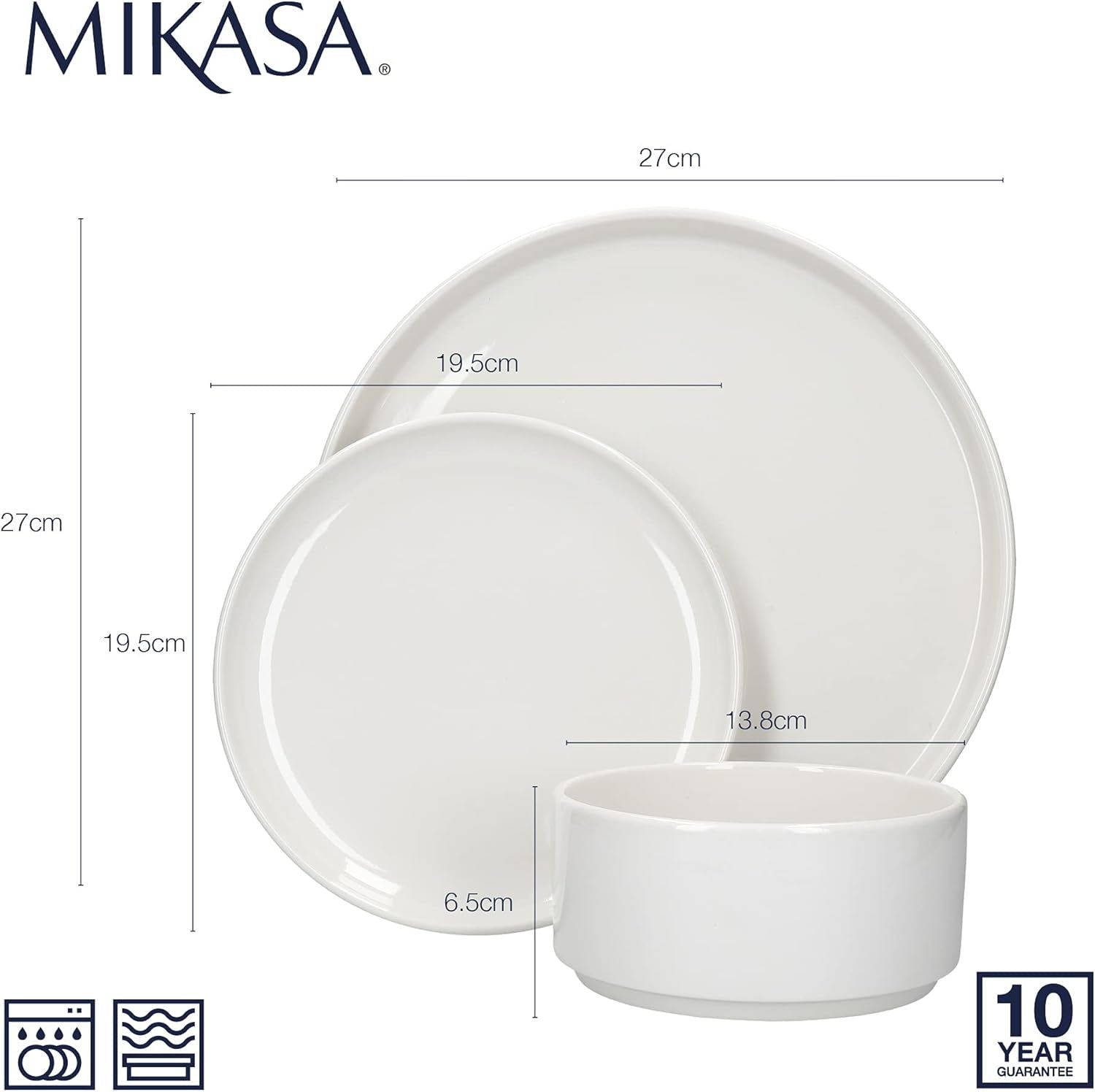 Mikasa Camberlie Essgeschirr Set, Weißes Porzellan Im Scandi Style, Teller Und Schüsseln, 12Er Set Seturi vesela masa Naty Shop