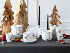 CreaTable, 21498, seria Luna Hirsch, set de veselă cu 18 piese pentru 6 persoane, set de mic dejun din porțelan, potrivit pentru mașina de spălat vase și cuptorul cu microunde, producție de calitate