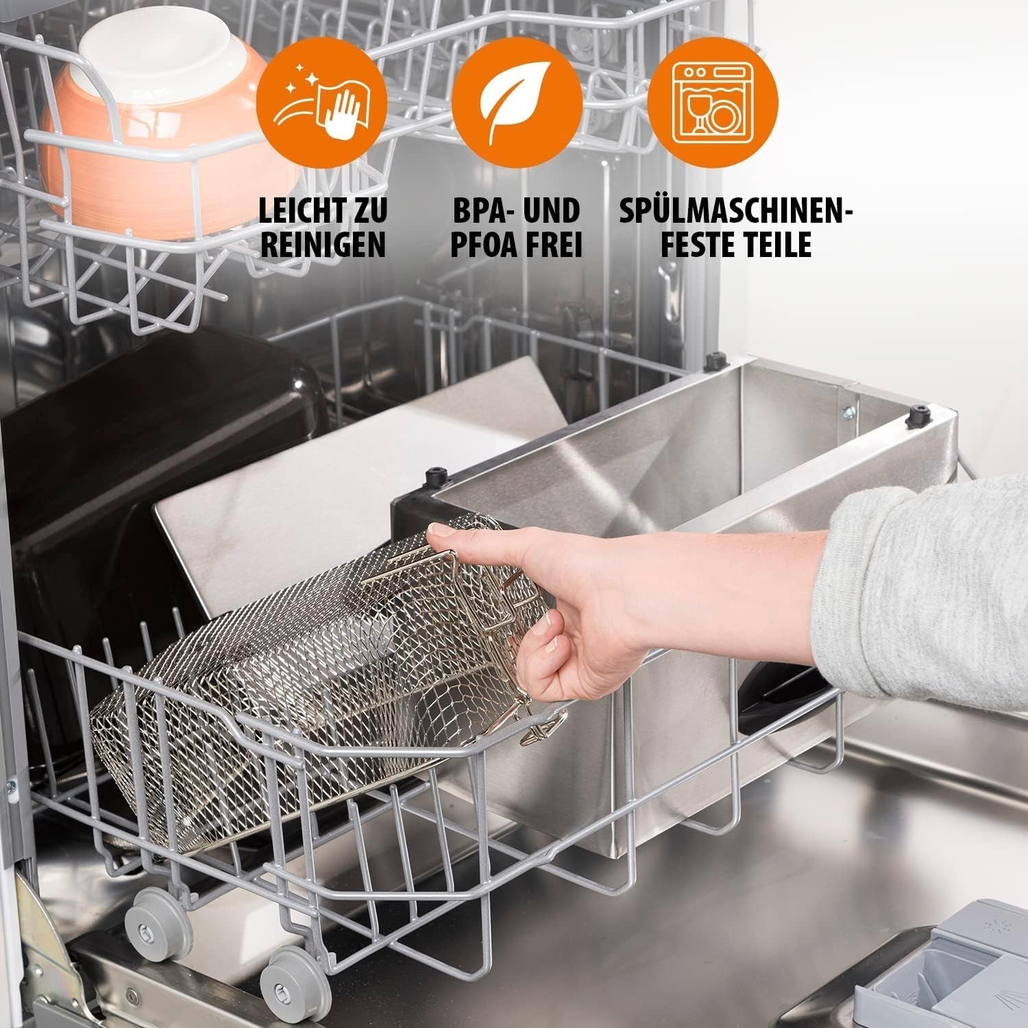 Tristar friteuză cu ulei FR-6935, 2000 wați, 3 litri, termostat, zonă rece, 3-4 persoane, metalic Electrocasnice Naty Shop