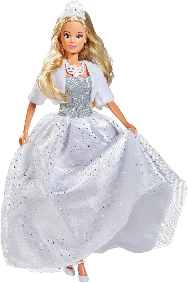 Simba 105733582 - White Dream, Ankleidepuppe in einem traumhaften weißen Glitzerkleid mit Glitzerstein, 29cm Puppe, ab 3 Jahren