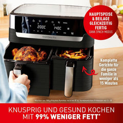 Tefal Dual Easy Fry Hot Air Fryer kétkamrás, 5,2/3,1 literes űrtartalommal, két független fiókkal, 7 programmal Háztartási gépek Naty Shop