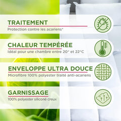 Blanrève - Serenité paplan - Poratka kezelés - Mérsékelt 300 G/M² - 140 X 200 Cm - Egyszemélyes ágyhoz - Mosógépben mosható, fehér Paplanok és paplanok Naty Shop