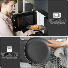 Set de veselă din PP | Set de veselă ușor și indestructibil, format din 16 piese, pentru copii și adulți, set combinat de masă cu 4 farfurii, 4 farfurii de desert, 4 boluri, 4 cești pentru 4 persoane