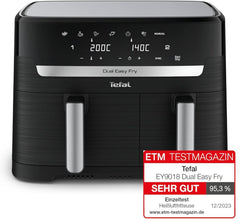 Tefal Dual Easy Fry Hot Air Fryer kétkamrás, 5,2/3,1 literes űrtartalommal, két független fiókkal, 7 programmal Háztartási gépek Naty Shop