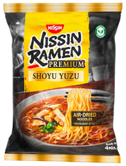 Nissin Ramen Premium - Shoyu Yuzu 10 csomag japán stílusú levegőn szárított instant tészta Yuzu szójaszósszal és szárított póréhagymával (10 x 92,7 g)