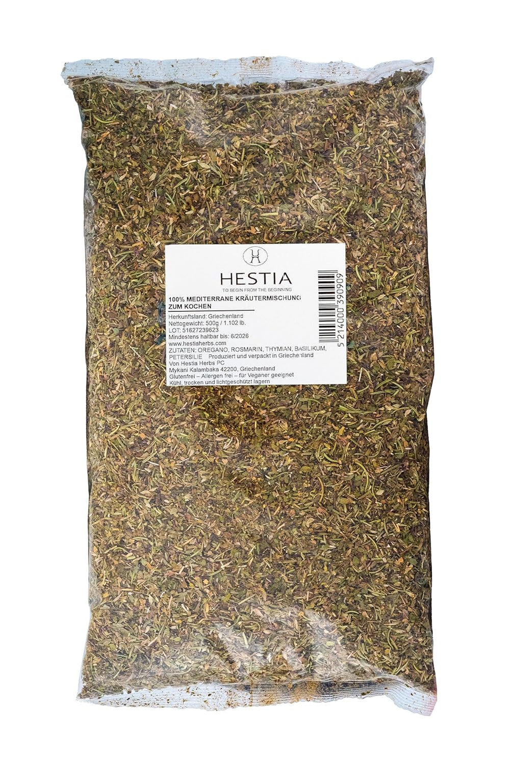 Hestia Herbs görög mediterrán Kräutermischung oregánóval, rozmaringgal, kakukkfűvel, bazsalikommal és petrezselyemmel főzéshez, 500 g – Autentikus Gewürzmischung für traditionale Rezepte