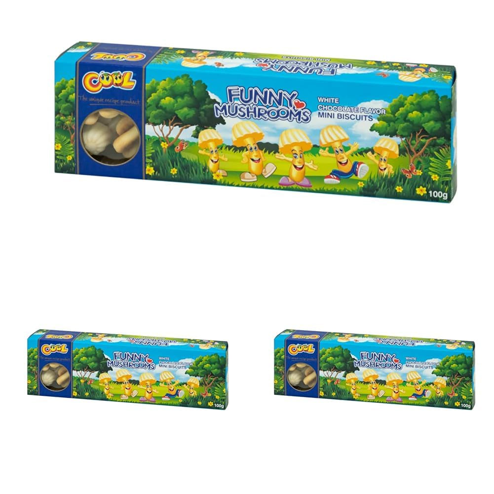 Ciuperci haioase cu ciocolată, biscuiți în formă de ciupercă, 100g (pachet de 3)