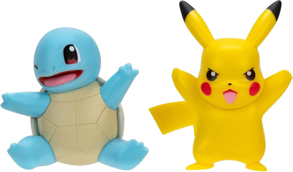 Pokémon PKW3586 - Csatafigura csomag - Pikachu és Schiggy hivatalos részletes figurák 5 cm-es akciófigurák Naty Shop Pikachu és Schiggy