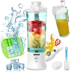 Mixer Smoothie Maker to Go, Mini Standmixer Tragbar Mit 6-Klingen Edelstahl, Enstafter Mit Reisedeckel, USB hordozható turmixgép Elektrisch 600 ml-es palack, Mixer Shaker Slushy Maker Wasserdichter Bucatarie Naty Shop