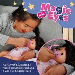 BABY Born Amy - Păpușă de 36 cm - Păpușă bebeluș cu 7 funcții pentru copii mici de la 1 an - Funcționează fără baterii - Include accesorii și saltea