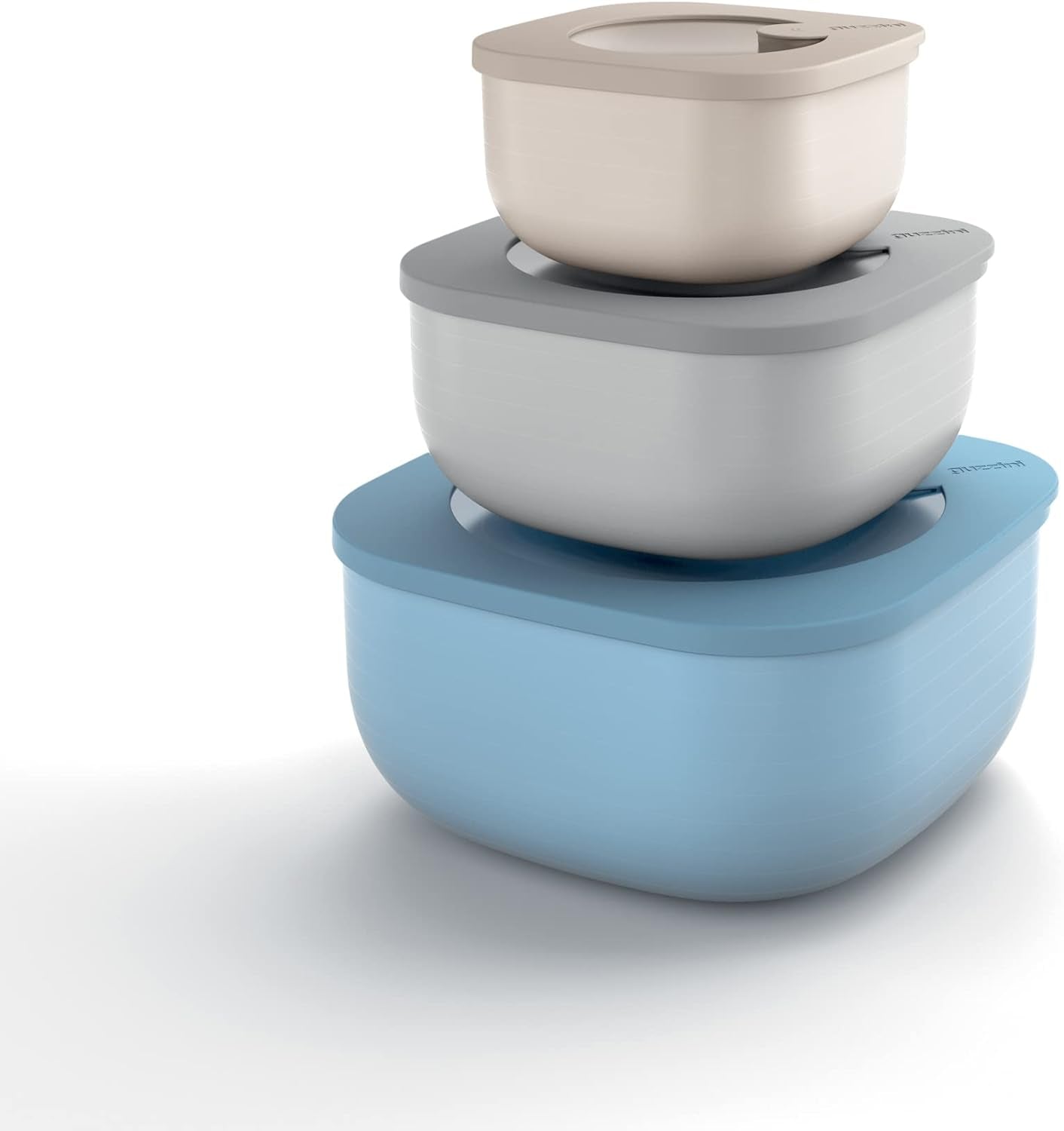 Guzzini - Kitchen Active Design, STORE&MORE Set de 3 cutii etanșe pentru frigider/congelator/microunde, înalte - 19,5 x 19,5 x h12,3 cm | 750/1550/2800 cc- 17070852 Cutii depozitare alimente Naty Shop 19.5 X 19.5 X 9.3 Cm Singur