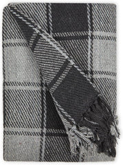 Frisco throw, Bumbac reciclat, Tradițional, Cu carouri, Pentru scaun, canapea, canapea, arunca, pătură, Antracit, 127 X 152 Cm Paturi si Cuverturi Emma Barclay