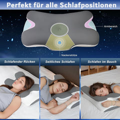 Pernă din spumă de memorie Pernă pentru gât Pernă ortopedică - Design ergonomic Cu formă goală Pentru cei care dorm lateral, pe spate și pe stomac Gri Perne ortopedice cervicale Naty Shop