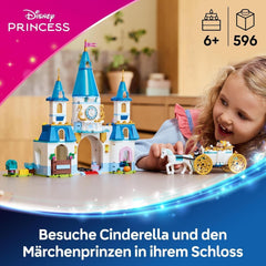 LEGO Ç€ Disney Princess Castle Hamupipőke és lovas kocsi, szett 6 éves kor feletti lányoknak, Fantasztikus játék Hamupipőke hercegnővel és Herceg bájos mini babákkal, ajándékötlet Disney rajongóknak 43275 Építőkészlet Beuche den LEGO-Store