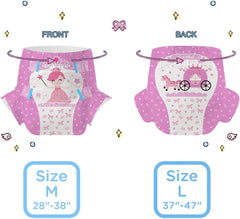 CutiePlusU felnőtt pelenkák, 10 darab, eldobható inkontinencia bugyi lepedővel nőknek és férfiaknak, maximális nedvszívó képesség éjszaka - kis hercegnő (nagy méret 94-119 cm)