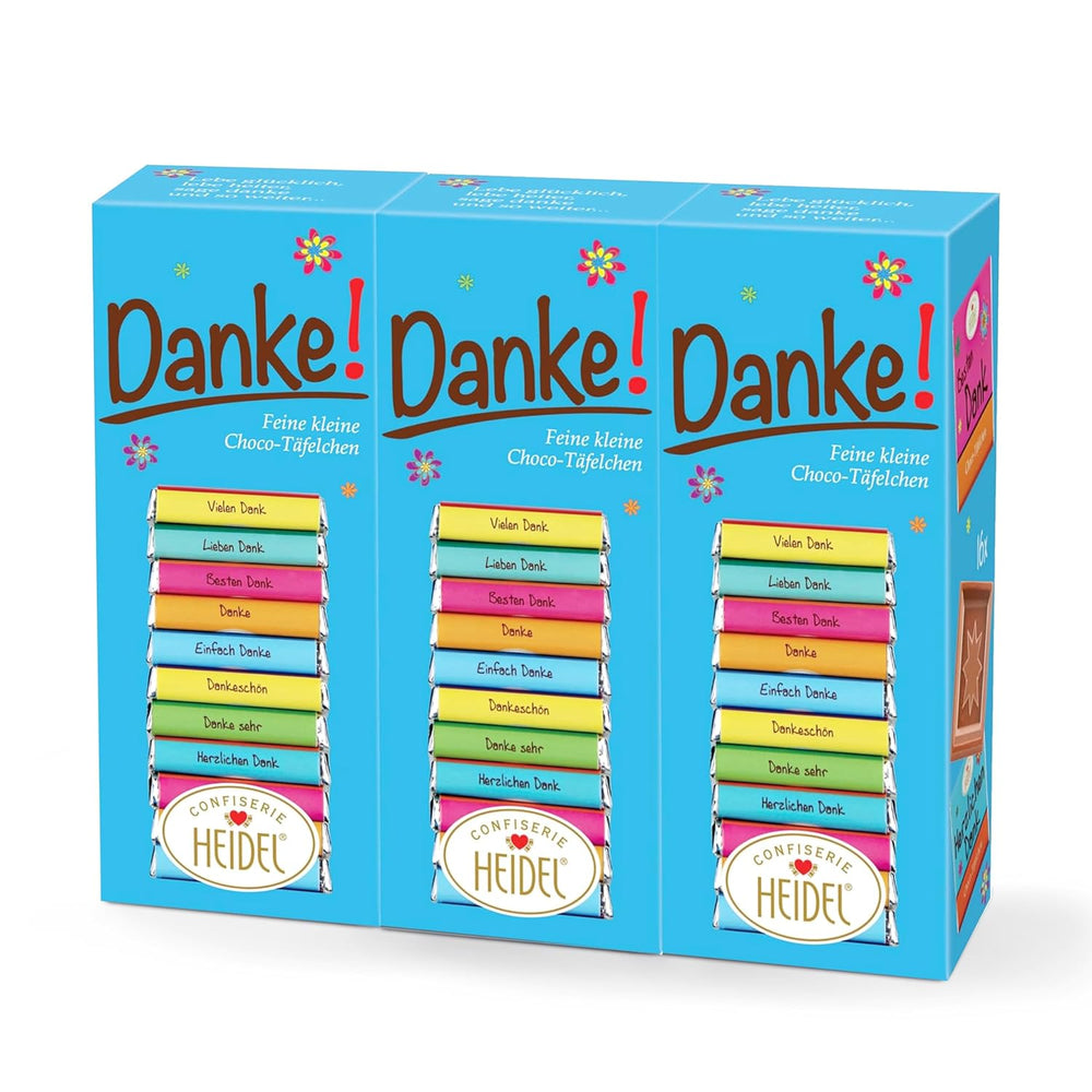 Heidel Thank You tejcsokoládé szeletek 3x80g, 16 db 5g-os miniszelet csomagonként, Különféle köszönetnyilvánítások, Kiváló ajándékötlet