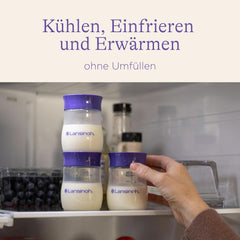 Lansinoh Muttermilchflaschen, 4 X 160 Ml - Zur Sicheren Muttermilch Austellungen - Neues Kompaktes Design Für Verbesserte Stabilität - Mit Stapelbarem Deckel Kiegészítők Étel és szoptatás Bebe Naty Shop