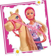 Simba 105730939 - Steffi Love Riding Tour, Lovaglóruhában, 2 lóval, Teljesen csuklós baba, Öltöztetős baba, 29 cm, Gyerekeknek 3 éves kortól Dolls Naty Shop