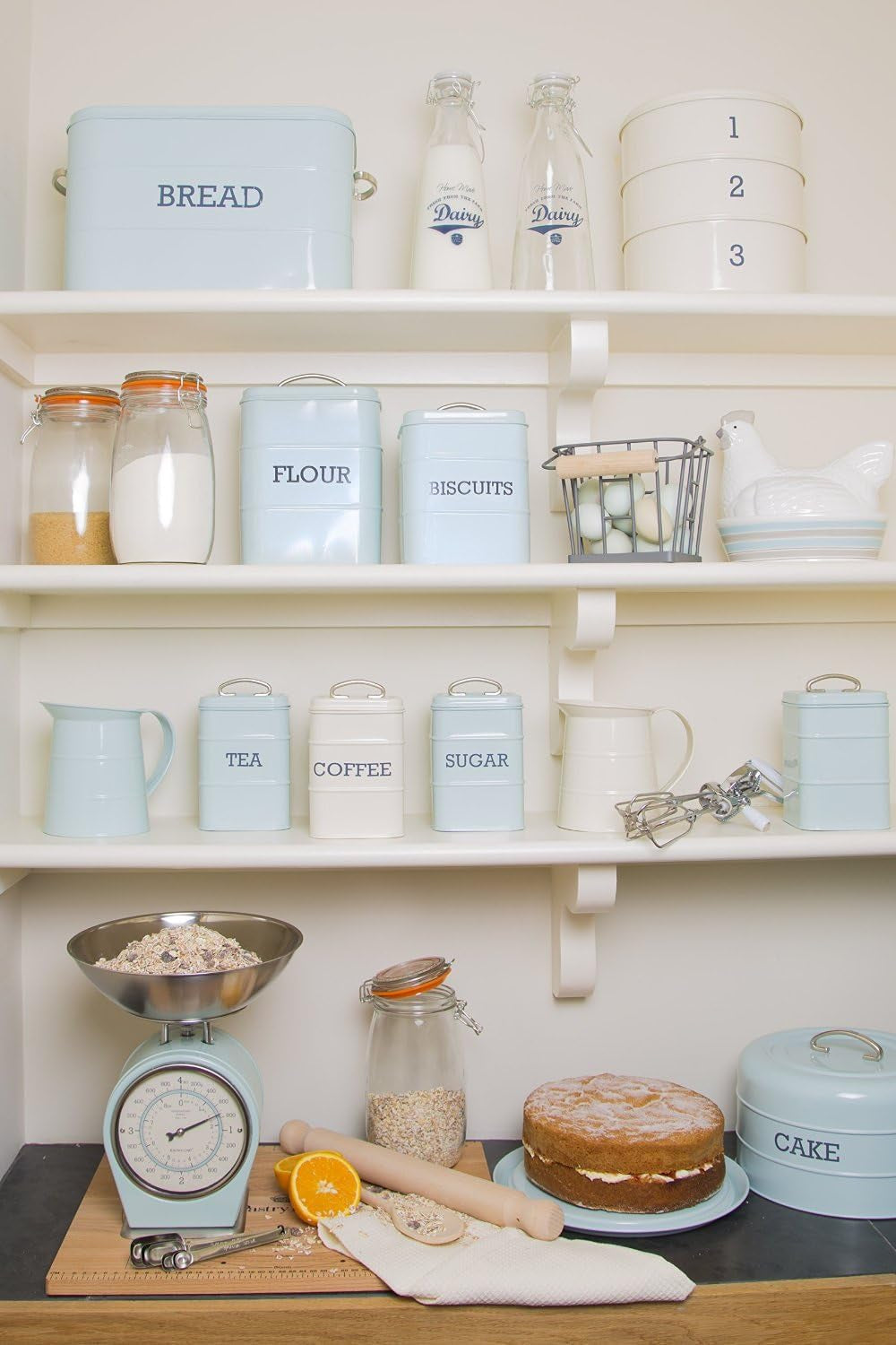 KitchenCraft Living Nostalgia recipient pentru făină, etanș, 17 x 12 x 24 cm, crem antic, crem Cutii depozitare alimente Naty Shop