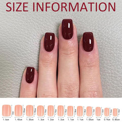 96 buc unghii scurte tip unghii acrilice roșii cu acoperire completă – Unghii artificiale lucioase de Anul Nou, naturale și confortabile pentru femei și fete (stil roșu și strălucitor)