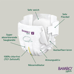 Bambo Nature pelenka babáknak, 4-es méret (7-14 kg), 144 db, Monthly Box | Prémium pelenkák fokozott szivárgásvédelemmel | Maximális kényelem és szabadság az aktív gyerekeknek | Bőrgyógyászatilag tesztelt pelenkák