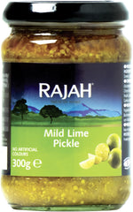 Rajah Mild Lime Pickle – Enyhe limelegte Limetten – Ideális als Begleitung zu Curry, Fleisch, Käse, Poppadums & Vorspeisen – 1 x 300 g