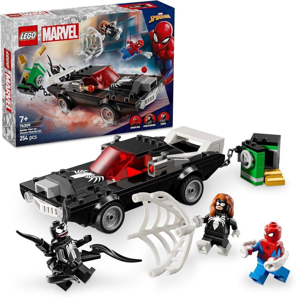 LEGO Marvel Spider-Man Mech Vs. Venom Muscle Car - Mașină de jucărie cu 3 minifigurine de supereroi - Model de mașină cu trăgători - Cadou pentru băieți și fete cu vârsta de 7+ 76309 Seturi de constructie Besuche den LEGO-Store Titlu implicit
