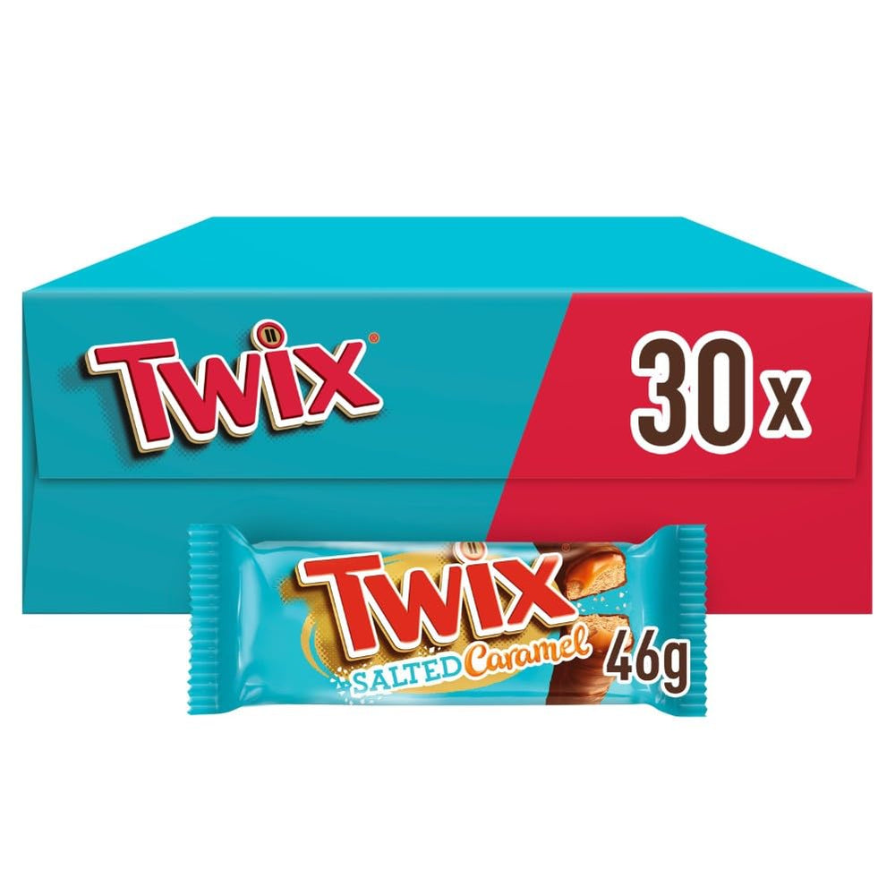 Twix sózott karamell csokoládészeletek | Tömeges csokoládécsomag | 30 db dupla rúd (30 x 46 g)
