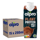 Alpro Proteindrink Schokoladengeschmack – Vegan és milchfrei – Ohne Süßstoffe – Von Natur aus lactosefrei – Reich an Ballaststoffen, Calcium und Vitaminen – 15 x 250 ml – Haltbar