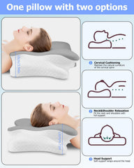 Pernă ortopedică, Pernă de susținere laterală, Pernă de susținere a gâtului, Pernă pentru dureri de gât, Pernă din spumă de memorie, Pernă ergonomică, Pentru susținerea laterală a spatelui și a burții - formă de fluture Perne ortopedice cervicale Naty Shop