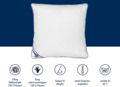 Pernă Irisette Body Contour 80X80 Cm cu husă detașabilă din microfibră moale, lavabilă până la 60°C, alb/albastru, certificată Oeko-Tex, produsă conform standardului de calitate german Perne standard Naty Shop