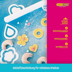 DECOCINO Ausrollstab – 3 részes, kb. 23 cm hosszú – antihaftbeschichter als Teigrolle zum Ausrollen von Marcipan, Blütenpaste, Roll-Fondant