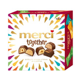 Merci Together - 1 x 175g - Ötféle töltött csokoládé finom tejcsokoládéval - Csokoládé praliné megosztva és ajándékba