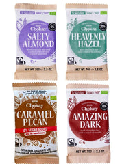 Organikus rúd - 4 részes mintavevő készlet / csodálatos fekete, mogyoró, pekándió karamell, sózott mandula / hozzáadott cukor nélkül, édesítőszer nélkül / VEGÁN, GLUTÉNMENTES ÉS FAIR TRADE / 4 x 70 g