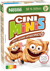 Nestlé CINI MINIS, fahéjas müzli, 37% Vital teljes kiőrlésű gabona, vitaminokkal, kalciummal és vassal, ropogós pehely, 7 db-os kiszerelés (7x375g)
