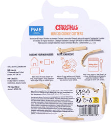 Set de 3 forme de biscuiți de Crăciun, mini căsuță de turtă dulce, încălzitor de căni, roșu