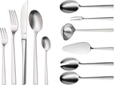 WMF Corvo Besteck Set 12 Personen, 66 Teilig, 60 Teile Mit Servierbesteck, Hohlheftmesser, Cromargan Protect Mattiert, Kratzbeständig, Spülmaschinenfest Kitchen Naty Shop