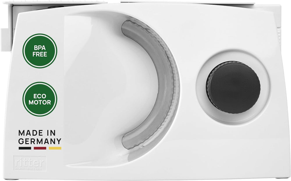 Ritter Markant 05 Többfunkciós összecsukható elektromos kenyérszeletelő és szeletelő ökomotorral, Németországban gyártott Reszelők és szeletelők Naty Shop Alapértelmezett cím