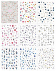 JMEOWIO Nagelsticker Blumen Frühling 9 Blatt Nail Art Sticker Selbstklebend Nagelaufkleber Buntes Sommer Blumen Dekoration Nageldesign Zubehör