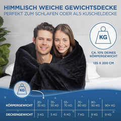Samthus súlyozott takaró 135X200 cm 9 kg Sherpa gyapjú - Öko-Tex minősítésű - Terápiás takaró és relaxációs takaró - Aludjon jobban nehéz takarónkkal - Súlyos takaró - Fekete Ágyak és takarók Besuche den Samthus-Store